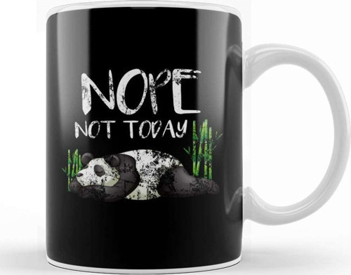 Funny Nope Not Today Lazy Sleepy Panda Distressed Kupa Bardak Porselen