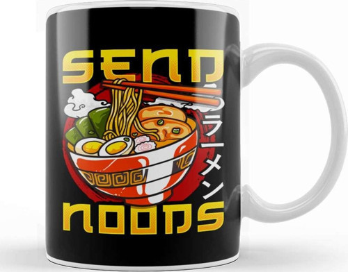 Funny Send Noods Anime Gamer Pho Ramen Noodle Pun Kupa Bardak Porselen