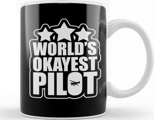 Funny World S Okayest Pilot Airplane Piloting Pun Kupa Bardak Porselen