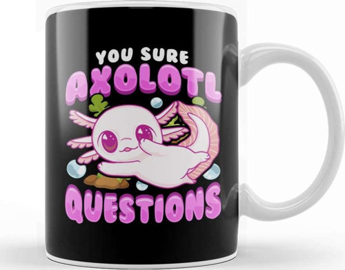 Funny You Sure Axolotl Questions Walking Fish Pun Kupa Bardak Porselen