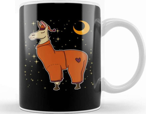 Sleepy Llama Bedtime Pajamas Dreaming Stars Moons Kupa Bardak Porselen