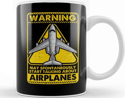Warning May Spontaneously Start Talking Airplanes Kupa Bardak Porselen