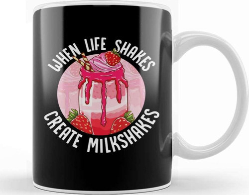When Life Shakes Create Milkshakes Optimistic Pun Kupa Bardak Porselen