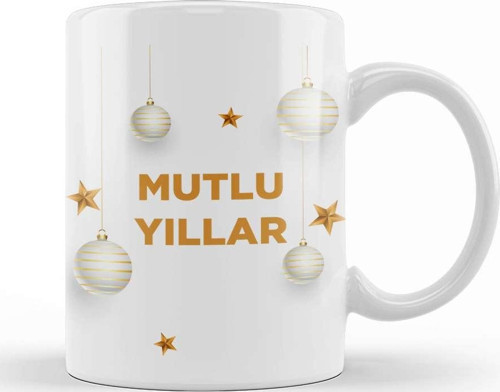 Yılbaşı Yeni Yıl Konseptli Mutlu Yıllar Hediye 05 Kupa Bardak Porselen