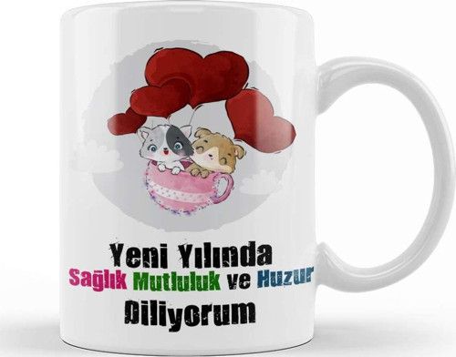 Yılbaşı Yeni Yıl Konseptli Mutlu Yıllar Hediye 08 Kupa Bardak Porselen