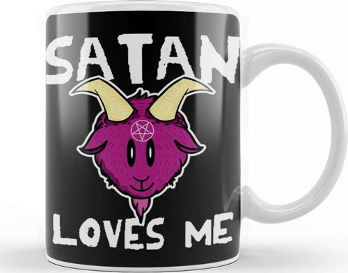 Funny Satanic Satan Loves Me Lucifer Gift Idea 01 Kupa Bardak Porselen
