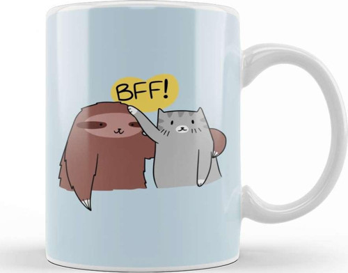 Bff Sloth And Cat Kedi Kupa Bardak Porselen