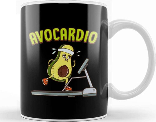 Avocardio Avocado Cardio Pun Running Exercise Gym Kupa Bardak Porselen