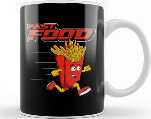 Cute & Funny Fast Food Running French Fries Punny Kupa Bardak Porselen