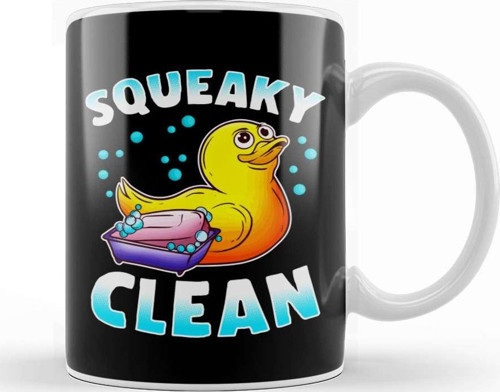 Cute Squeaky Clean Rubber Duck Bath Time Duckling Kupa Bardak Porselen