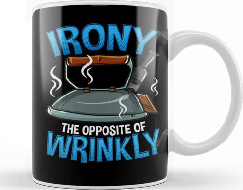 Funny Irony The Opposite Of Wrinkly Sarcastic Pun Kupa Bardak Porselen