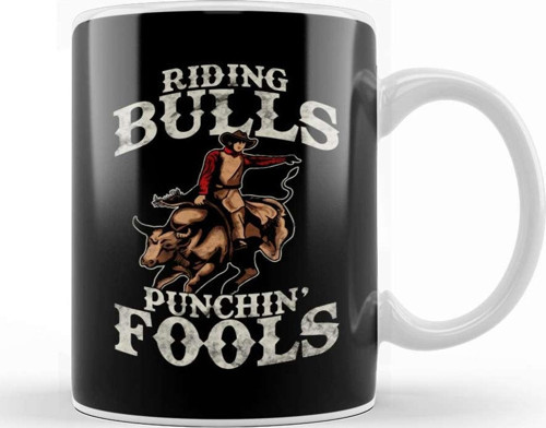Funny Riding Bulls Punchin' Fools Competitive Pun Kupa Bardak Porselen