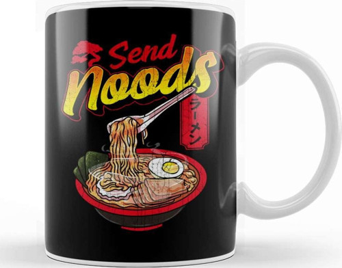 Funny Send Noods Anime Gamer Pho Ramen Noodle Pun Kupa Bardak Porselen
