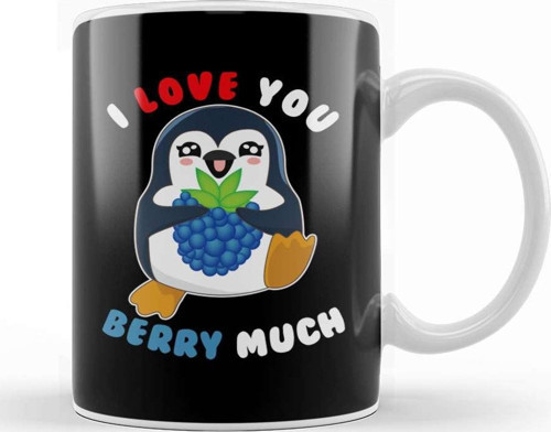I Love You Berry Much Cute Penguin I Love You Pun Kupa Bardak Porselen