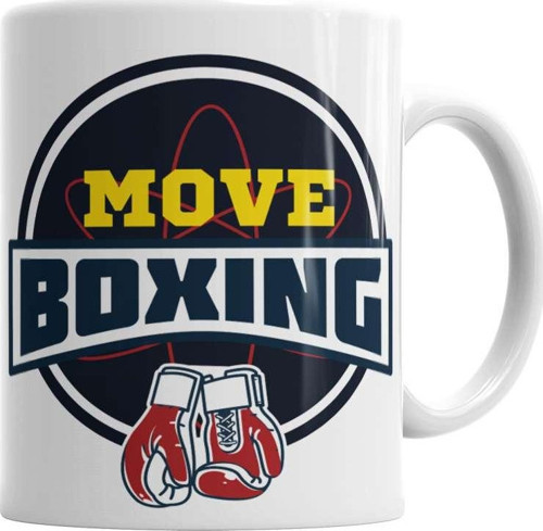 Move Boxing Logo Grande Cinza Kupa Bardak Porselen