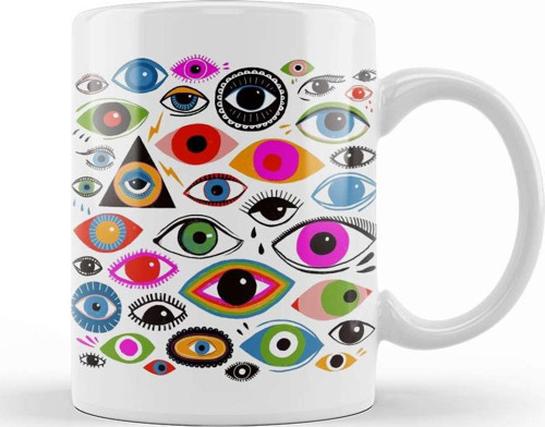 Evil Eye Rengarenk Meditasyon Kupa Bardak Porselen