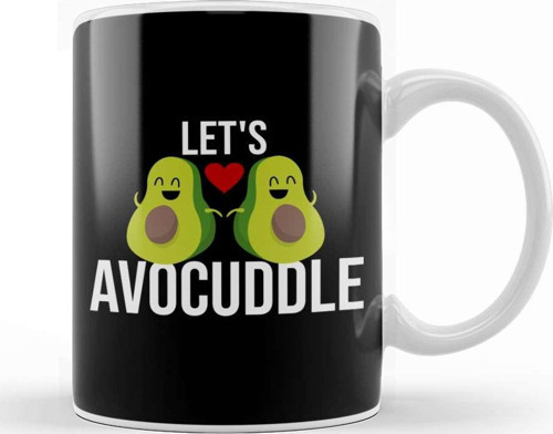 Let S Avocuddle Cute & Funny Avocado Romantic Pun Kupa Bardak Porselen