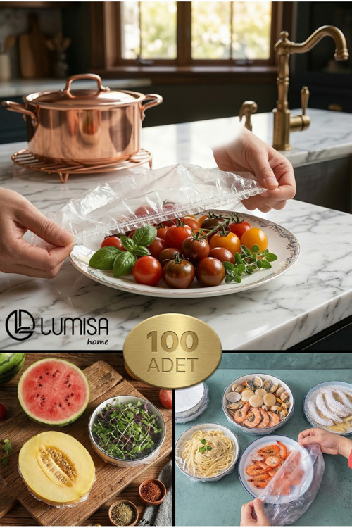 LKS-4002 100 Adet Pratik Tazeliği Koruyan Tencere ve Tabak Bonesi | Çok Amaçlı Kapak Gıda Bonesi
