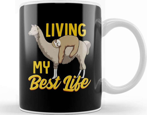Sloth & Llama Living My Best Life Sleepy Lazy Nap Kupa Bardak Porselen