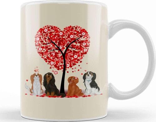 Cavalier King Charles Spaniels Love And Valentine Kupa Bardak Porselen