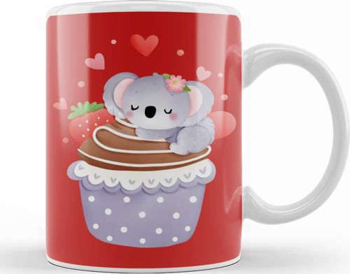 Valentines Koala With Cupcake Kupa Bardak Porselen