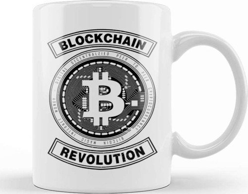 Bitcoin Revolution Blockchain Kupa Bardak Porselen