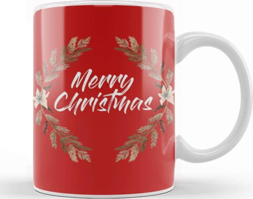 Yılbaşı Yeni Yıl Konseptli Merry Christmas Floral Kupa Bardak Porselen