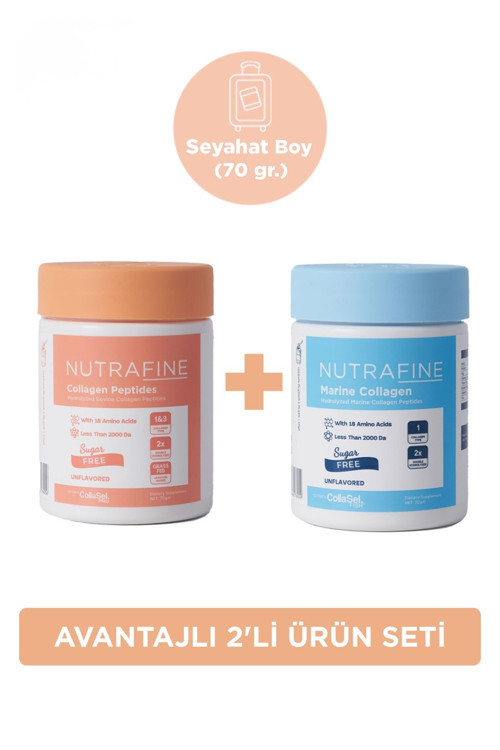 Avantajlı 2’li Set – Bovine & Marine Kolajen 70 g + 70 g Hidrolize Kolajen - Seyahat Boy