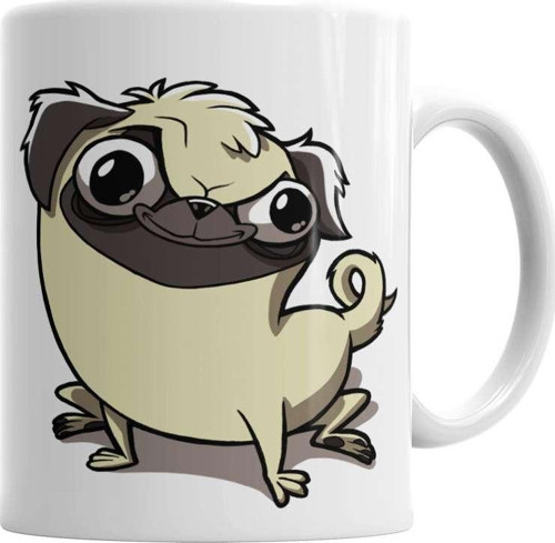 Pug Köpek Dog Pet Sevimli Cute Cartoon Animation Kupa Bardak Porselen