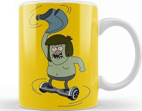 Regular Show Muscle Man Spinning On A Hoverboard Kupa Bardak Porselen