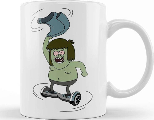 Regular Show Muscle Man Spinning On A Hoverboard Kupa Bardak Porselen