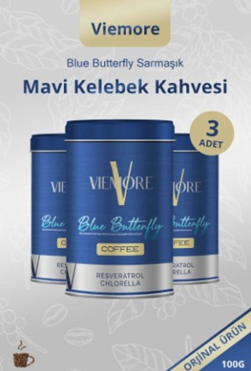 3 Adet - Blue Butterfly Sarmaşık Ekstresi Içeren Kahve - Mavi Kelebek Kahvesi 300g