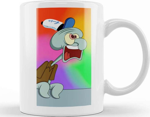 Screaming Squidward Süngerbob Kupa Bardak Porselen