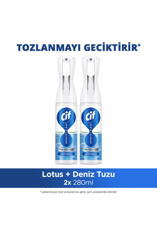 Infinite Clean Doğal Probiyotikli Anti Toz Sprey Tüm Yüzeyler İçin Lotus & Deniz Tuzu 280ml x2