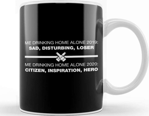 Self Isolating Me Drinking Home Alone Comparison Kupa Bardak Porselen