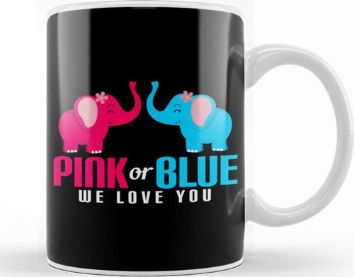 Adorable Pink Or Blue We Love You Baby Elephants Kupa Bardak Porselen