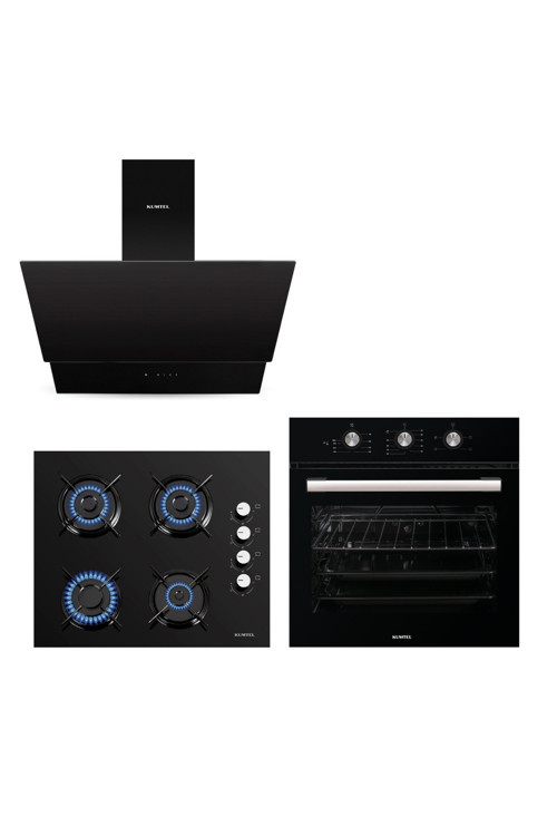 Kristal Plus Siyah Cam Ankastre Set