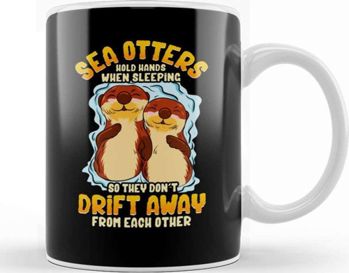 Cute & Funny Sea Otters Hold Hands When Sleeping Kupa Bardak Porselen