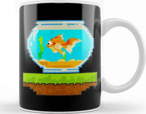 Cute 8 Bit Fish Awesome Animal 8Bit Pet Aquarium Kupa Bardak Porselen