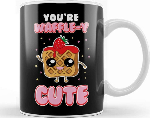 Cute You'Re Waffle Y Awfully Punny Breakfast Pun Kupa Bardak Porselen