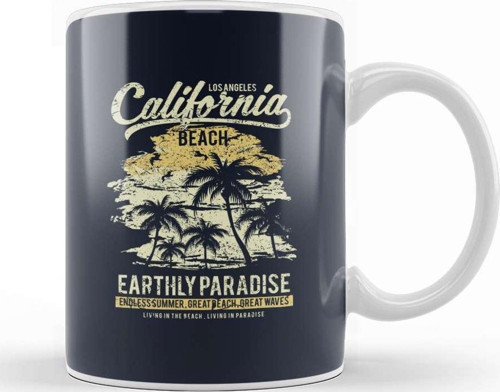Los Angeles California Beach Kupa Bardak Porselen