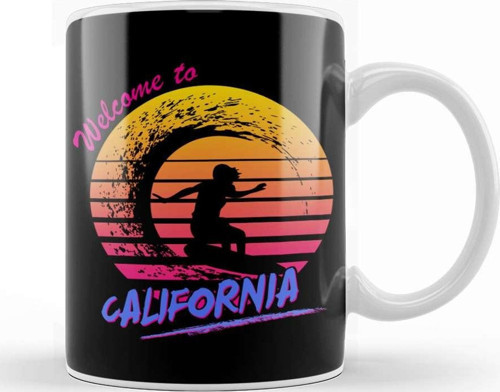 Welcome To California Surfer Kupa Bardak Porselen