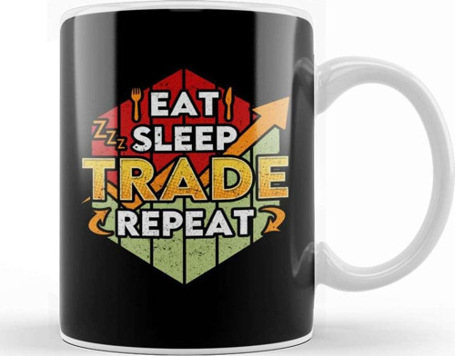 Funny Eat Sleep Trade Repeat Trading & Investing Kupa Bardak Porselen