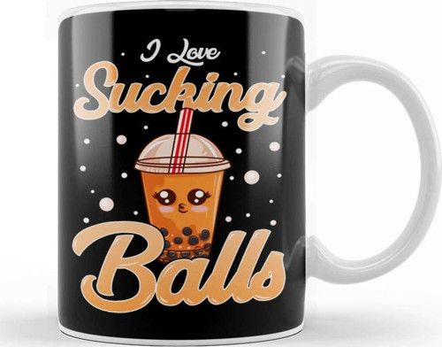 Funny I Love Sucking Balls Boba Tea Pun Gag Gift Kupa Bardak Porselen