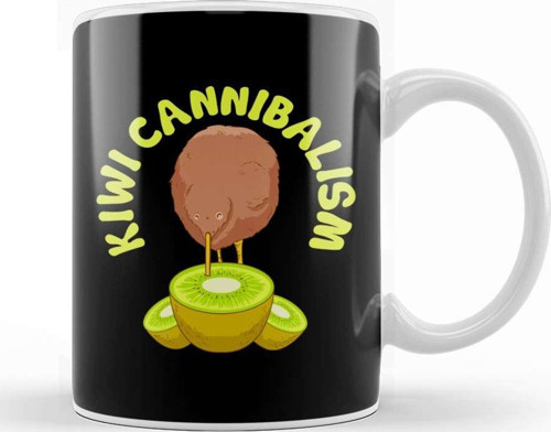 Funny Kiwi Cannibalism Pun Adorable Animal Fruit Kupa Bardak Porselen