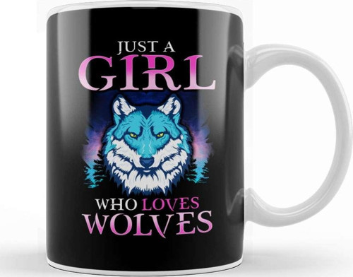 Just A Girl Who Loves Wolves Confident Lone Wolf Kupa Bardak Porselen