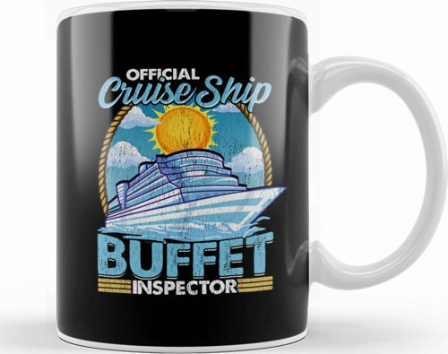 Official Cruise Ship Buffet Inspector Foodie Pun Kupa Bardak Porselen