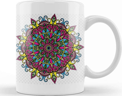 Mandala Renkli Hat Sanatı 01 Kupa Bardak Porselen