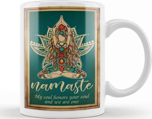 Yoga Namaste Yazı Meditasyon Kupa Bardak Porselen