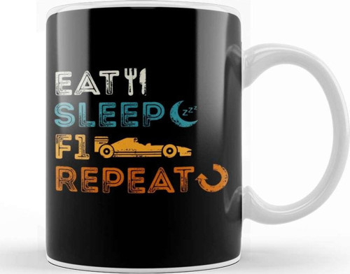 Eat Sleep F1 Repeat F1 Tasse Kupa Bardak Porselen